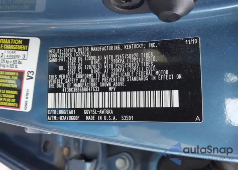 2011 Toyota Venza Base V6 from USA, damaged, VIN 4T3BK3BB6BU047633